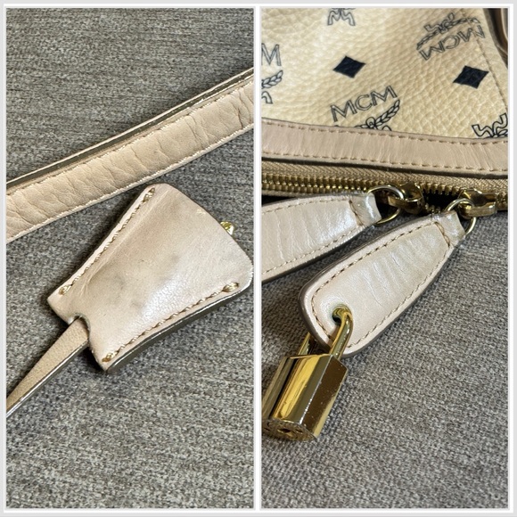 MCM Visetos Cream Shoulder Bag - Picture 9 of 10